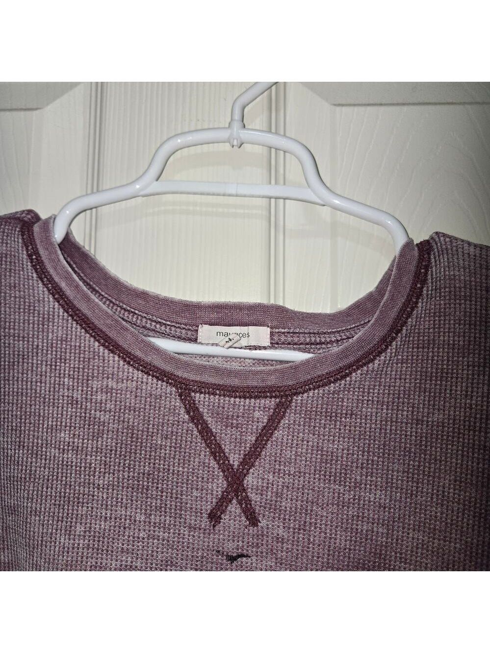 Maurices Waffle Knit Graphic Top Medium Mauve Thermal - Picture 12 of 13
